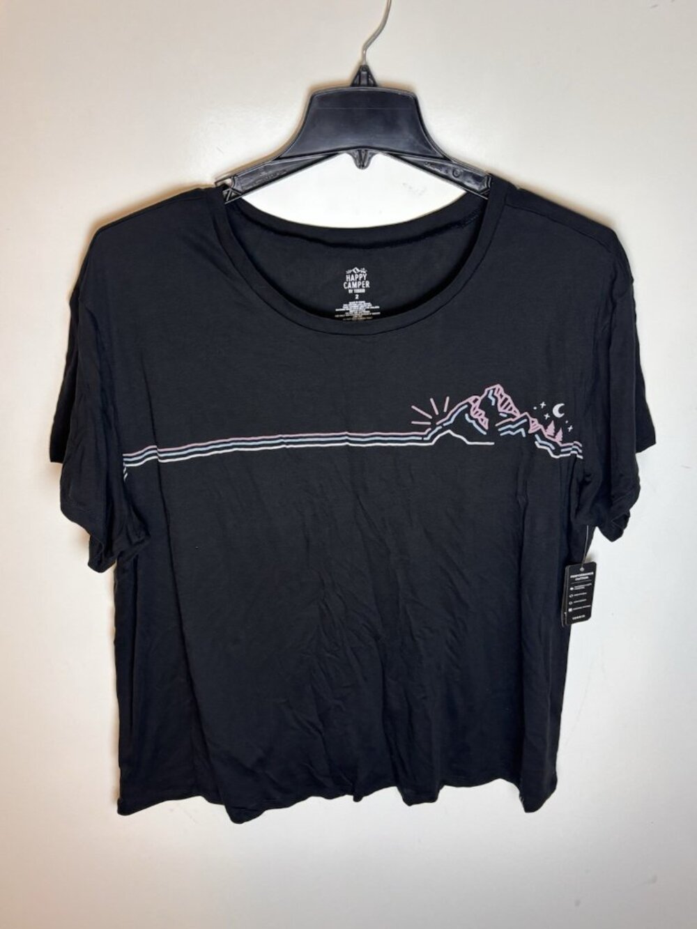 Torrid Size 2 Happy Camper Mountain Cotton Short Sleeve Crew Tee, Black 2X NWT